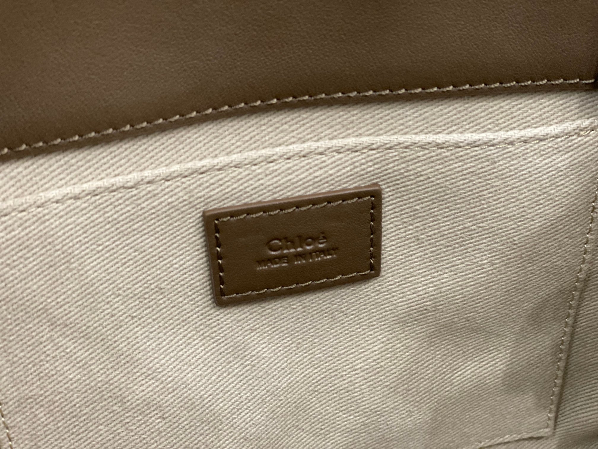 Chloe Small Woody Tote Bag In Dark Khaki Soft Smooth Calfskin Leather